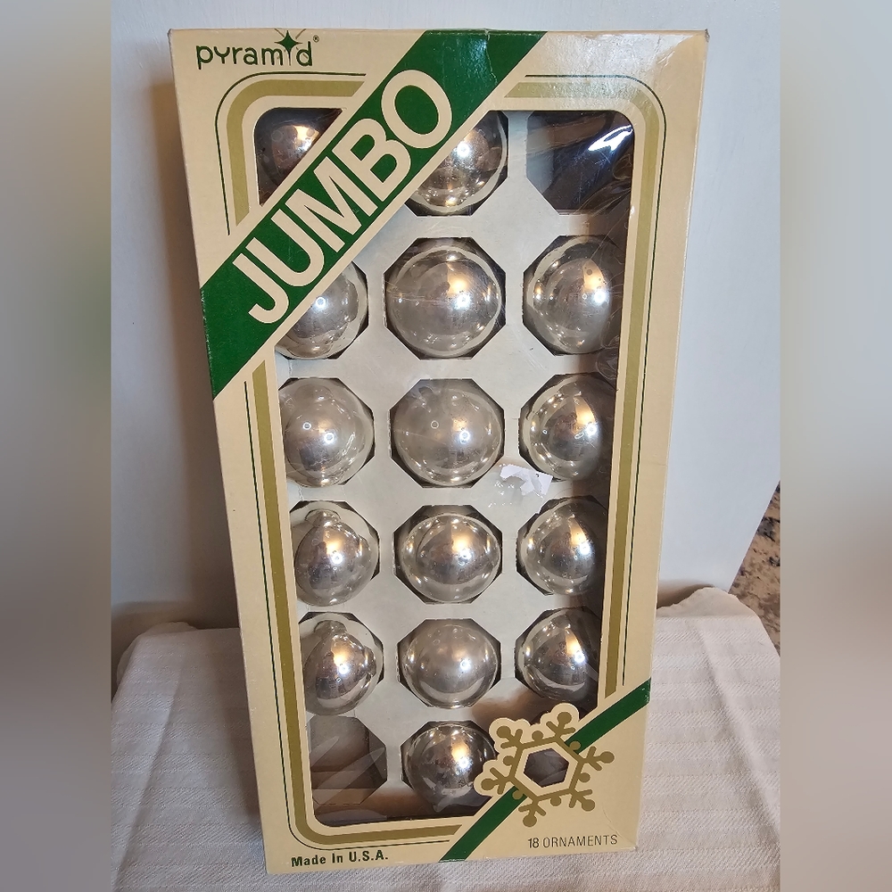 Pyramid Glass Ball Ornaments Silver